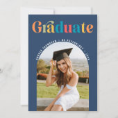 Afstuderen Retro Kleurrijke Boog Foto Aankondiging (Voorkant)