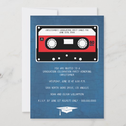 Afstuderen Retro Mix Tape Graduparty Aankondiging (Voorkant)