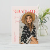 Afstuderen Retro Roze Boog Afstuderen Aankondiging (Staand voorkant)