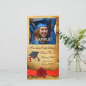 AFSTUDEREN RODE BROWN WAX SEAL MONOGRAM AANKONDIGING (Staand voorkant)