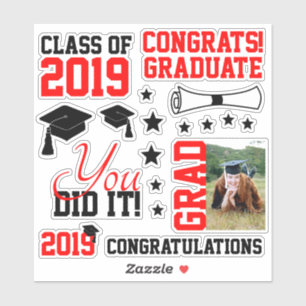 Afstuderen Rode en zwarte foto Sticker