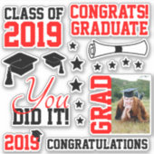 Afstuderen Rode en zwarte foto's Sticker (Voorkant)