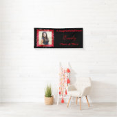 Afstuderen, rode glitter, zwart, fonkeling, spandoek (Insitu)