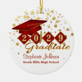 Afstuderen Rood en Goud Foto Keramisch Ornament (Voorkant)