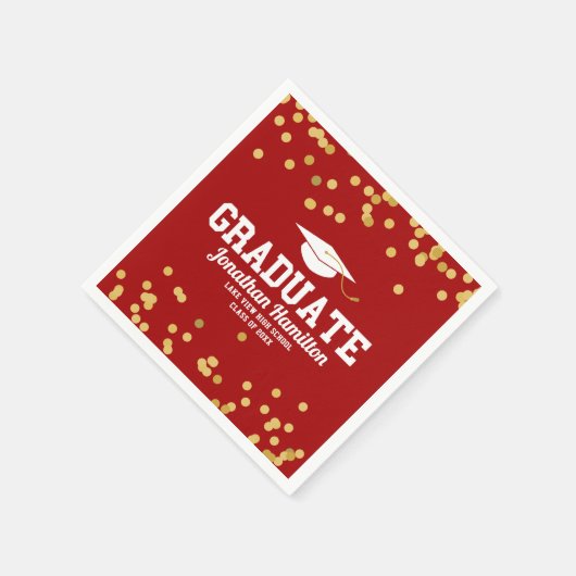 Afstuderen rood goud Confetti afstudeerfeest Servet (Hoek)