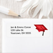 Afstuderen rood pet en zwarte tassel etiket (Insitu)