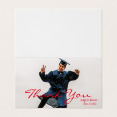 Afstuderen Rood Pet Fotoscript Kaart (Buitenkant ongevouwen)