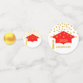 Afstuderen Rood Pet & Gold Table Confetti (Voorkanten)