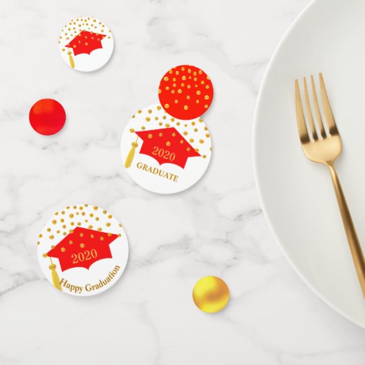 Afstuderen Rood Pet & Gold Table Confetti (Groep)