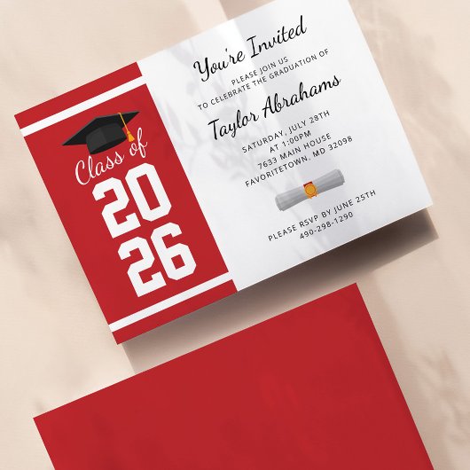 Afstuderen Rood Wit Afstudeerder Party 2025 Uitnod