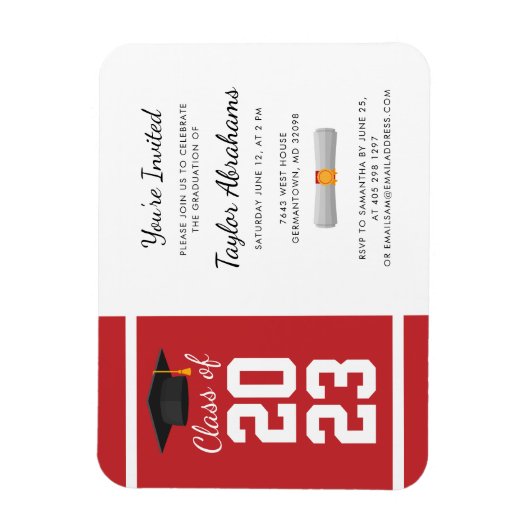 Afstuderen Rood Wit Afstuderen 2025 Magneet (Verticaal)