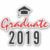 Afstuderen rood, zwart afstuderen 2019 handgeschre sticker (Voorkant)