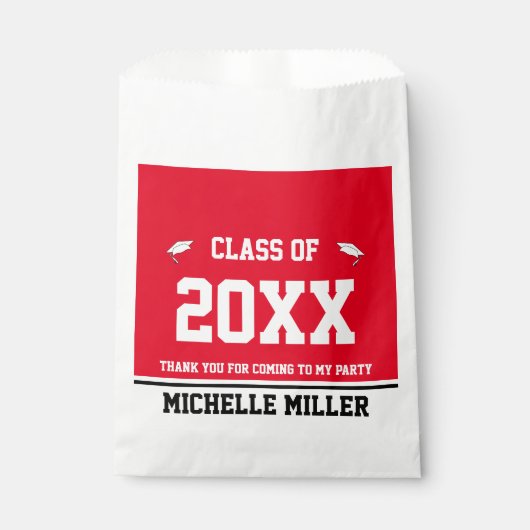 Afstuderen Rood Zwart en Wit Afstuderen Naam Bedankzakje (Voorkant)