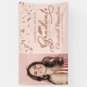 Afstuderen Roos Goud Roze Foto Afstuderen Spandoek (Verticaal)