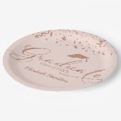 Afstuderen Roos Gouden Folie Graduatie Party Roze Papieren Bordje (Gekanteld)