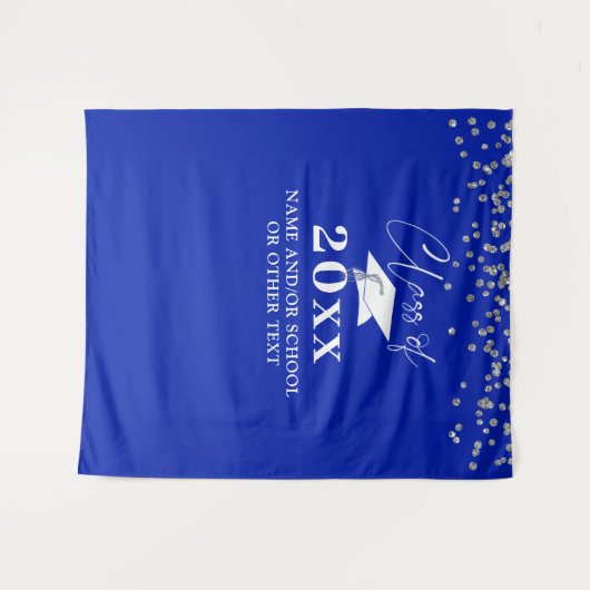 Afstuderen Royal Blue Class Year Photo Backdrop Wandkleed (Voorkant (horizontaal))