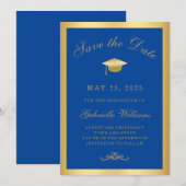 Afstuderen Royal Blue Lijst Save the Date Aankondiging (Voorkant / Achterkant)
