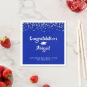 Afstuderen Royal Blue Silver Confetti Brush Script Servet (Insitu)