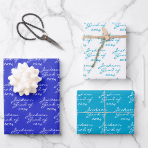 Afstuderen Royal Marine Aqua Blue Afstudeerder Naa Inpakpapier Vel