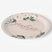 Afstuderen Roze Blush Bloemen Afstuderen Party Pap Papieren Bordje (Gekanteld)