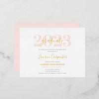 Afstuderen Roze Blush en Gold foil-uitnodiging