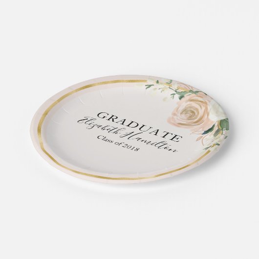 Afstuderen Roze Blush & Folie Gold Moderne grafisc Papieren Bordje (Gekanteld)