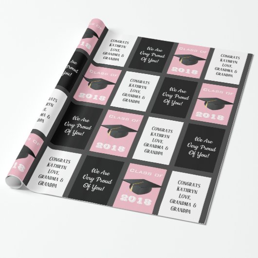  Afstuderen Roze Cadeaupapier (Uitgerold)