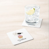 Afstuderen roze cupcake Afstuderen Vierkante Kartonnen Onderzetter (Insitu)