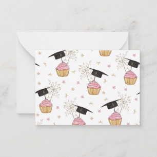 Afstuderen Roze Cupcake Graduation Cap Sparkler Notitiekaartje