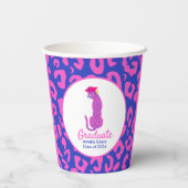 Afstuderen Roze en blauw Luipaard Papieren Bekers (Achterkant)