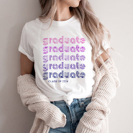 Afstuderen | Roze en Paarse Disco Stijl Tekst T-shirt