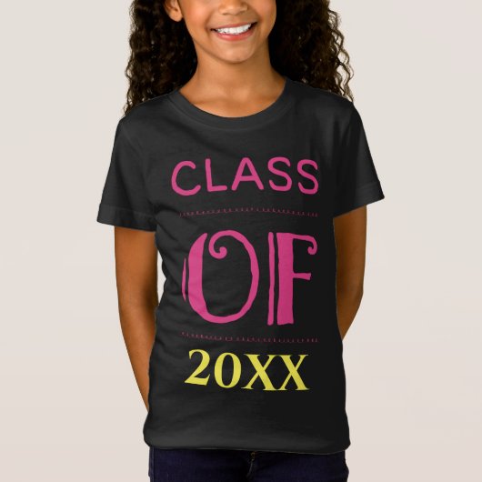 Afstuderen roze geel Afstuderen Class Personaliser T-shirt (Voorkant)