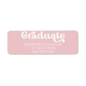 Afstuderen roze girale adreslabel etiket (Voorkant)