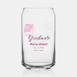 afstuderen roze glitter graduation cap naam toevoe blikvorm glas