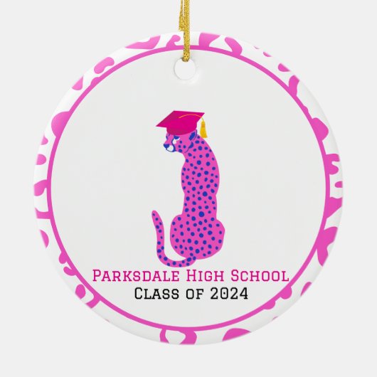 Afstuderen Roze Leopard Milestone Ornament (Achterkant)