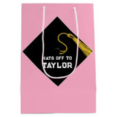 Afstuderen Roze Medium Gift Bag Cadeauzakje (Achterkant)