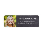 Afstuderen Rustic Chalkboard Photo Return Address Etiket (Voorkant)