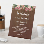 Afstuderen Rustic Dark Wood Bloemen Partij veiligh Reclamebord Met Voetstuk (Insitu)