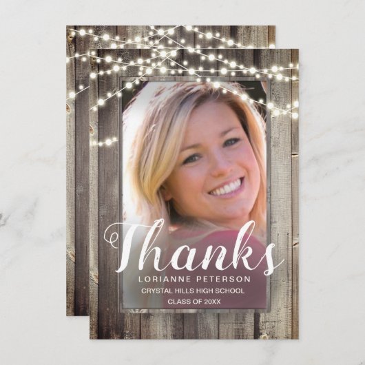 Afstuderen Rustic Shiplap Modern Script Foto Bedankkaart (Voorkant / Achterkant)