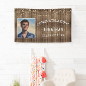 Afstuderen rustieke houten strijklampen gepersonal spandoek (Insitu)