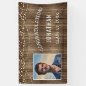 Afstuderen rustieke houten strijklampen gepersonal spandoek (Verticaal)