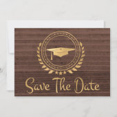Afstuderen Rustric sparen de Datum Gold Afstudeerd Save The Date (Voorkant)