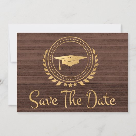 Afstuderen Rustric sparen de Datum Gold Afstudeerd Save The Date (Voorkant)