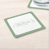 Afstuderen Sage Groene Script Typografie Vierkante Kartonnen Onderzetter (Schuin)