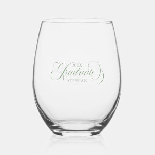 Afstuderen Sage Groene Script Typografie Wijnglas Zonder Voet