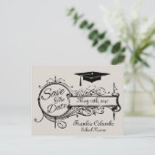 Afstuderen Save the Date Briefkaart Grijs  (Staand voorkant)