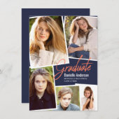 Afstuderen Scattered Photo Collage Modern Script Aankondiging (Voorkant / Achterkant)