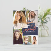 Afstuderen Scattered Photo Collage Modern Script Aankondiging (Staand voorkant)