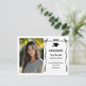 Afstuderen Schattige Bows Girly | De datumfoto ops Briefkaart (Staand voorkant)