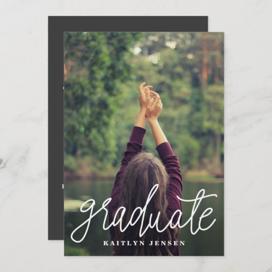 Afstuderen Schattigee Casual Typografie Afstuderen Kaart (Voorkant / Achterkant)